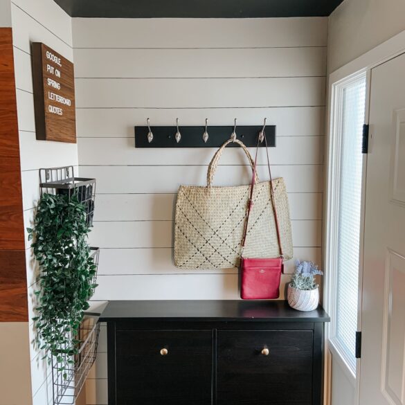 After from more of a distance. Faux shiplap on walls - easy DIY under $20